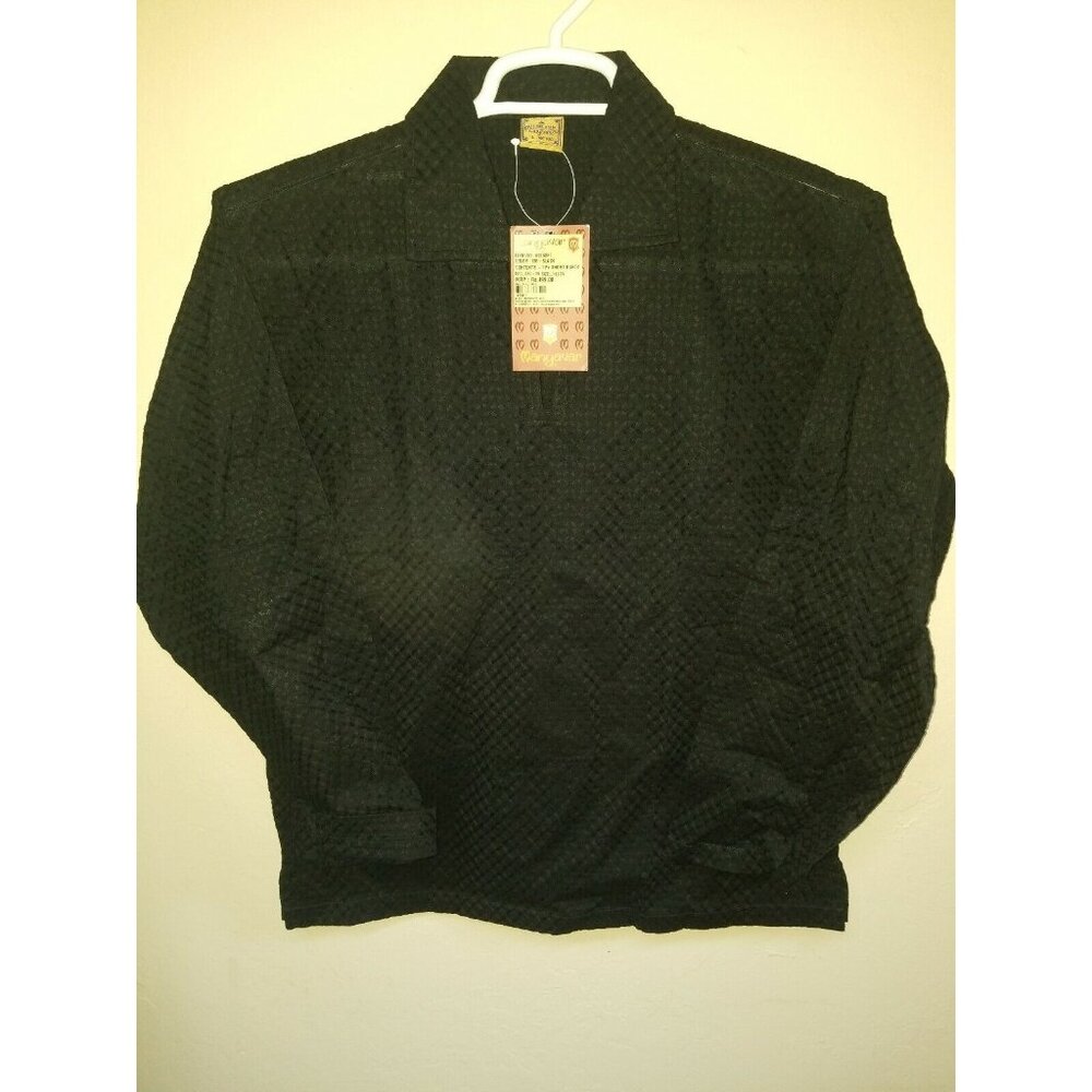 Manyavar Ethnic Wear Long Sleeve Casual Pullover Shirt Large Black Textured New